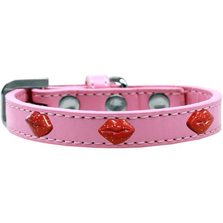 MIRAGE PET PRODUCTS Red Glitter Lips Widget Dog CollarLight Pink Size 16 631-8 LPK16